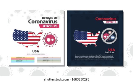 Banner template statistic corona virus covid 19 USA
