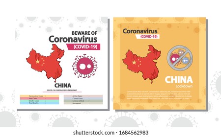 Banner template statistic corona virus covid 19 China