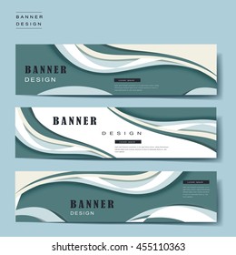 Banner Template With Streamline Design In Blue And White