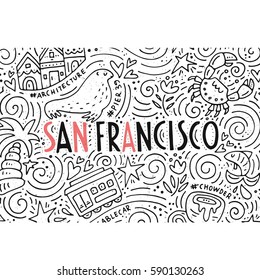 Banner template with symbols of San Fransisco