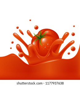 Banner template tomato juice splash of tomato