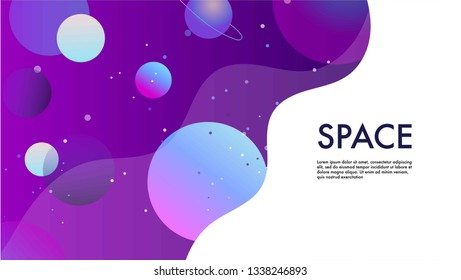 Banner template: universe, sky, planets and stars.  Web design. Vector illustration.