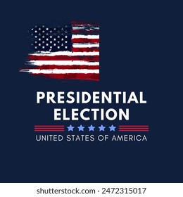 Anuncio Plantilla para las elecciones presidenciales de Estados Unidos. Día de elecciones. Afiche electoral. Vote 2024 en Estados Unidos. Vota. Todas las voces importan. Campaña de Elecciones Presidenciales 2024. Debate de EEUU sobre la votación del presidente 2024