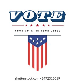 Anuncio Plantilla para las elecciones presidenciales de Estados Unidos. Día de elecciones. Afiche electoral. Vote 2024 en Estados Unidos. Vota. Todas las voces importan. Campaña de Elecciones Presidenciales 2024. Debate de EEUU sobre la votación del presidente 2024