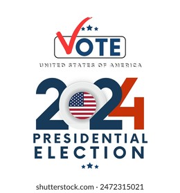 Banner template for US presidential election. Election day. Election voting poster. Vote 2024 in USA. Vote. Every voice matters.Presidential Election Campaign 2024. USA debate of president voting 2024