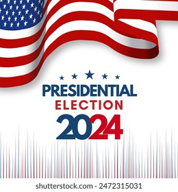 Anuncio Plantilla para las elecciones presidenciales de Estados Unidos. Día de elecciones. Afiche electoral. Vote 2024 en Estados Unidos. Vota. Todas las voces importan. Campaña de Elecciones Presidenciales 2024. Debate de EEUU sobre la votación del presidente 2024