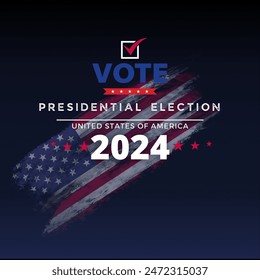 Banner template for US presidential election. Election day. Election voting poster. Vote 2024 in USA. Vote. Every voice matters.Presidential Election Campaign 2024. USA debate of president voting 2024