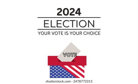 Anuncio Plantilla para las elecciones presidenciales de Estados Unidos. Día de elecciones. Afiche electoral. Vote 2024 en Estados Unidos. Vota. Todas las voces importan. Campaña de Elecciones Presidenciales 2024. Debate de EEUU sobre la votación del presidente 2024