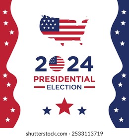 Banner template for US presidential election. Election day. Election voting poster. Vote 2024 in USA. Vote 2024, Presidential Election