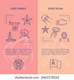 Banner template with USSR symbols and place for text. Vector illustration.