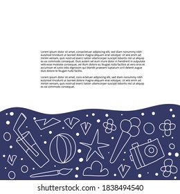 Banner template with vacation deciration indoodle style. Vector illustartion.