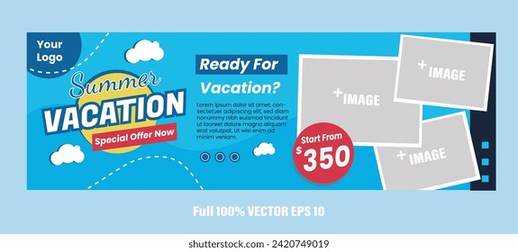 Plantilla de banner con diseño de temas de vacaciones