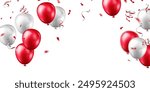 Banner template vector background design red balloon 3d beautiful illustration