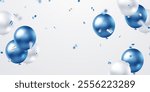 Banner template vector background design beautiful blue 3d balloon illustration