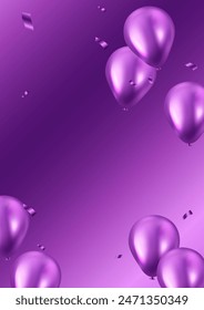 Banner template vector background design purple 3d balloon beautiful illustration