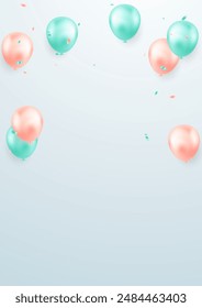 Banner template vector background design green and pink silver balloon 3d beautiful illustration