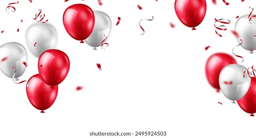 Banner template vector background design red balloon 3d beautiful illustration