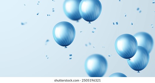 Diseño de fondo de Vector de Plantilla de Anuncio hermosa ilustración de globo azul 3D