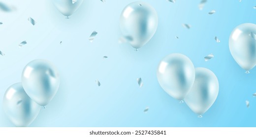 Banner template vector background design beautiful blue 3d balloon illustration