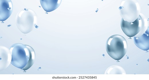 Banner template vector background design beautiful blue 3d balloon illustration