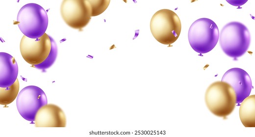 Banner template vector background design purple 3d balloon beautiful illustration
