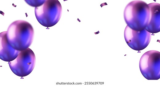 Banner template vector background design purple 3d balloon beautiful illustration
