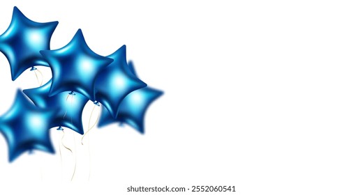 Banner template vector background design blue 3d star balloon beautiful illustration