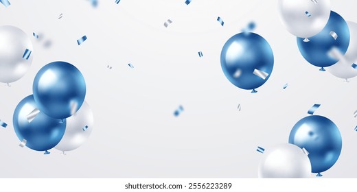 Banner template vector background design beautiful blue 3d balloon illustration