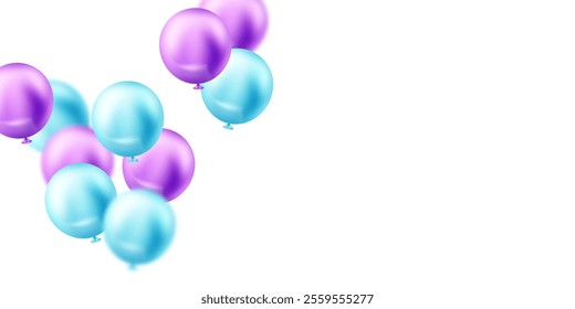 Banner template vector background design blue and purple 3d balloons beautiful illustration