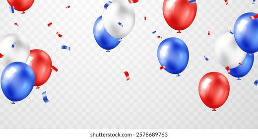 Banner template vector background design illustration beautiful blue and red 3d balloons