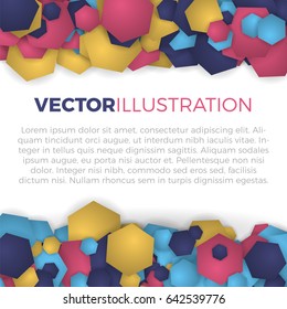 Banner template vector illustration. Abstract background from colorful hexagons. Simple but stylish horizontal shape hexagonal frame with space for text.
