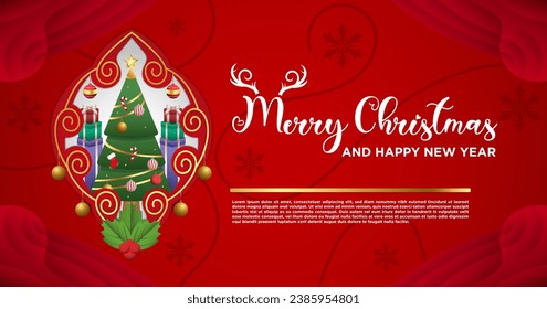 Banner Template Vector Merry Christmas and Happy New Year