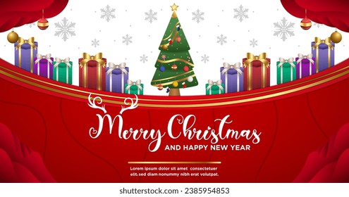 Banner Template Vector Merry Christmas and Happy New Year