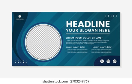 Banner template with wave and line design on blue background, modern business card template with blue abstract lines. business card template design. vector.