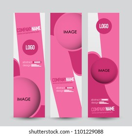 Banner template. Web design vectical block. Abstract background for ad, business, education, advertisement. Pink color. Vector  illustration.