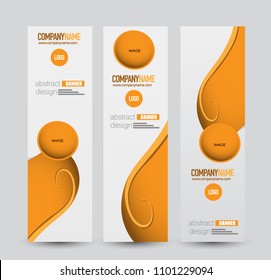 Banner template. Web design vectical block. Abstract background for ad, business, education, advertisement. Orange color. Vector  illustration.
