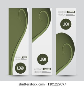 Banner template. Web design vectical block. Abstract background for ad, business, education, advertisement. Green color. Vector  illustration.