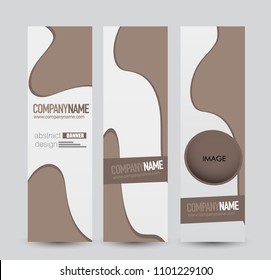 Banner template. Web design vectical block. Abstract background for ad, business, education, advertisement. Brown color. Vector  illustration.