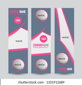 Banner template. Web design vectical block. Abstract background for ad, business, education, advertisement. Pink and grey color. Vector  illustration.
