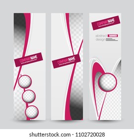 Banner template. Web design vectical block. Abstract background for ad, business, education, advertisement. Pink color. Vector  illustration.