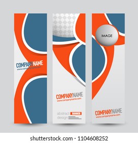 Banner template. Web design vectical block. Abstract background for ad, business, education, advertisement. Orange and blue color. Vector  illustration.