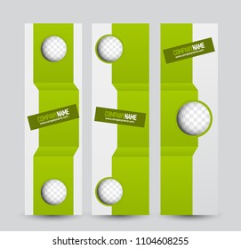 Banner template. Web design vectical block. Abstract background for ad, business, education, advertisement. Green color. Vector  illustration.