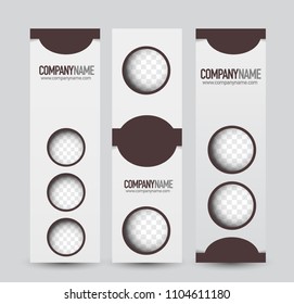 Banner template. Web design vectical block. Abstract background for ad, business, education, advertisement. Brown color. Vector  illustration.