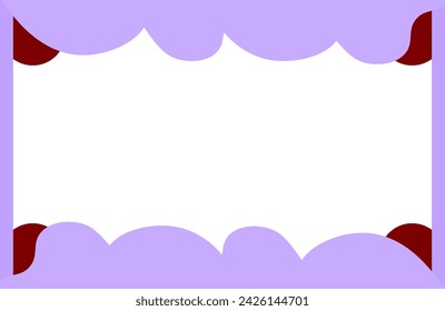 Banner template white background vector. Purple irregular bubble shapes red circles corner design.
