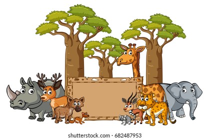 Banner template with wild animals illustration