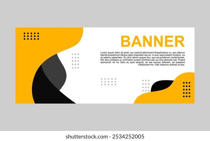 Banner template with yellow and black colors for promotion and company.