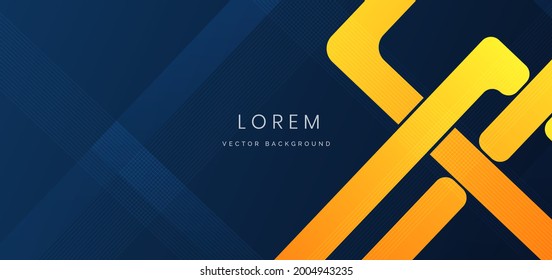 Banner template yellow gradient rounded shape geometric on dark blue background. You can use for ad, poster, template, business presentation. Vector illustration