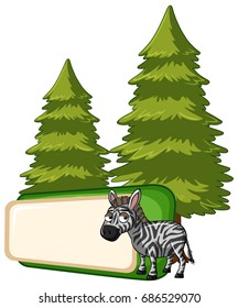 Banner template with zebra and trees illustration