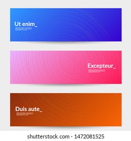 Banner templates with bright gradient background and embossed shapes. Abstract modern minimal design