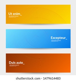 Banner templates with bright gradient background and embossed shapes. Abstract modern minimal design